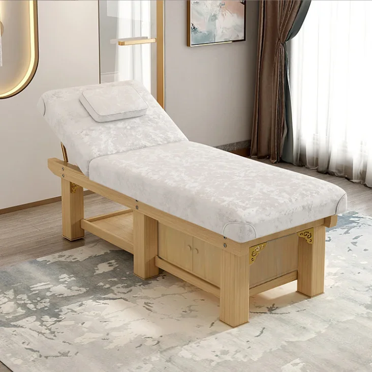 Beauty salon special beauty facial bed moxibustion SPA massage wood table therapy integrated bed