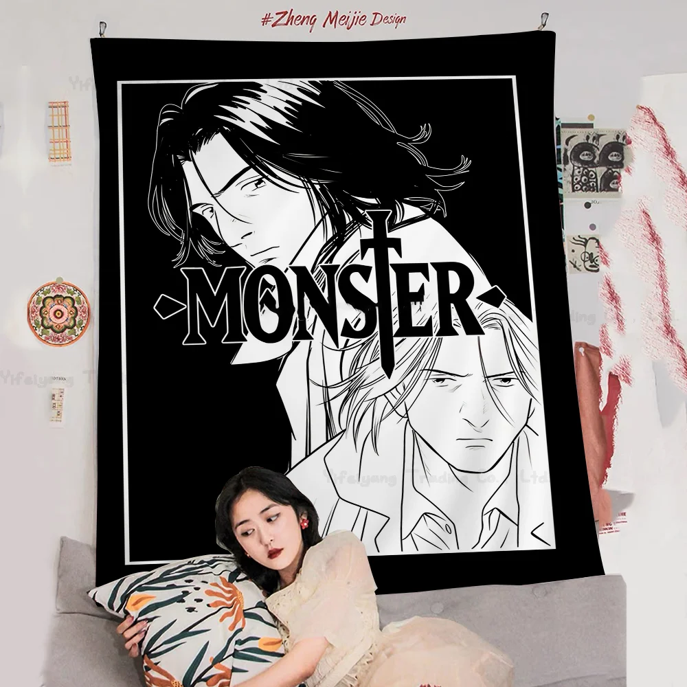 N-Naoki Urasawa S Monster Anime Cartoon Tapestry For Living Room Home Dorm Decor INS Home Decor