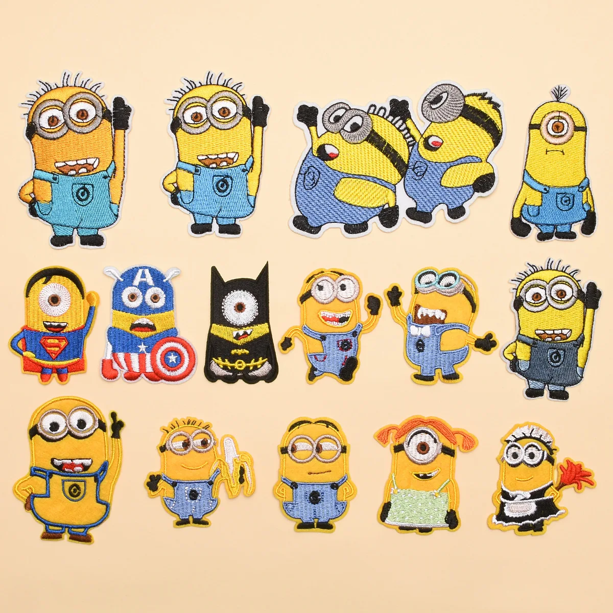 Cartoon Cute Little Yellow Man Iron on Embroidery Patches For Sew Child clothing T-shirt Backpack Stickers decor Badge