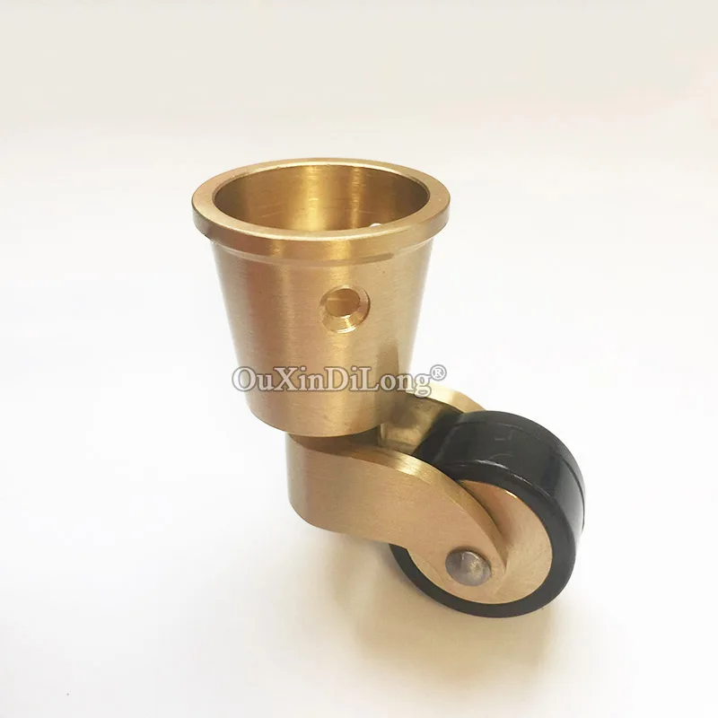 4PCS 1'' Solid Brass+Rubber Silent Wheels Casters Table Chair Sofa Couch Piano Universal Furniture Castors 360° Swivel Rollers