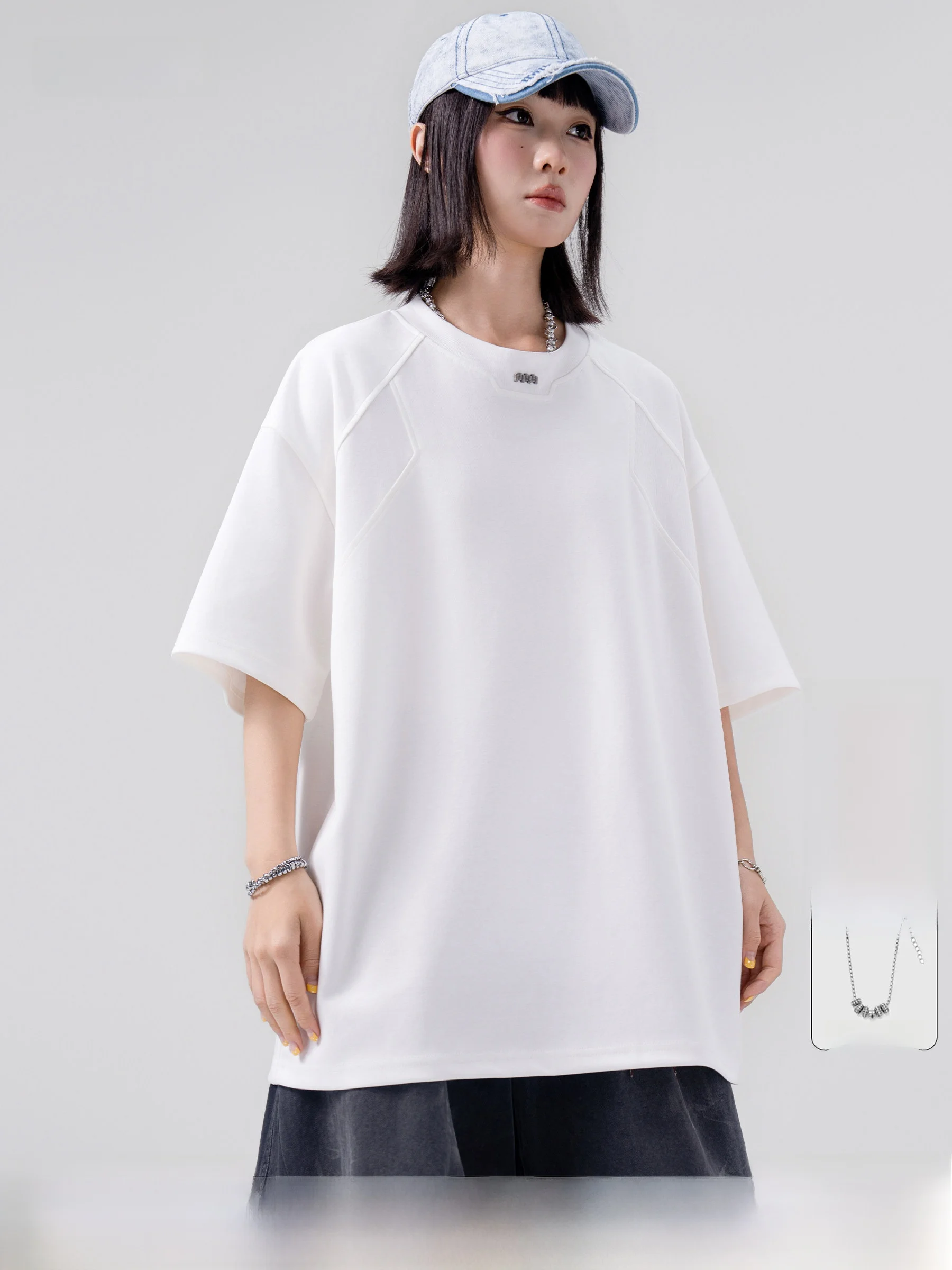 AOGZ Deconstructed Design Unisex Short Sleeve T-Shirt Pure Color American Style Summer High Sensation Men's Women's Top