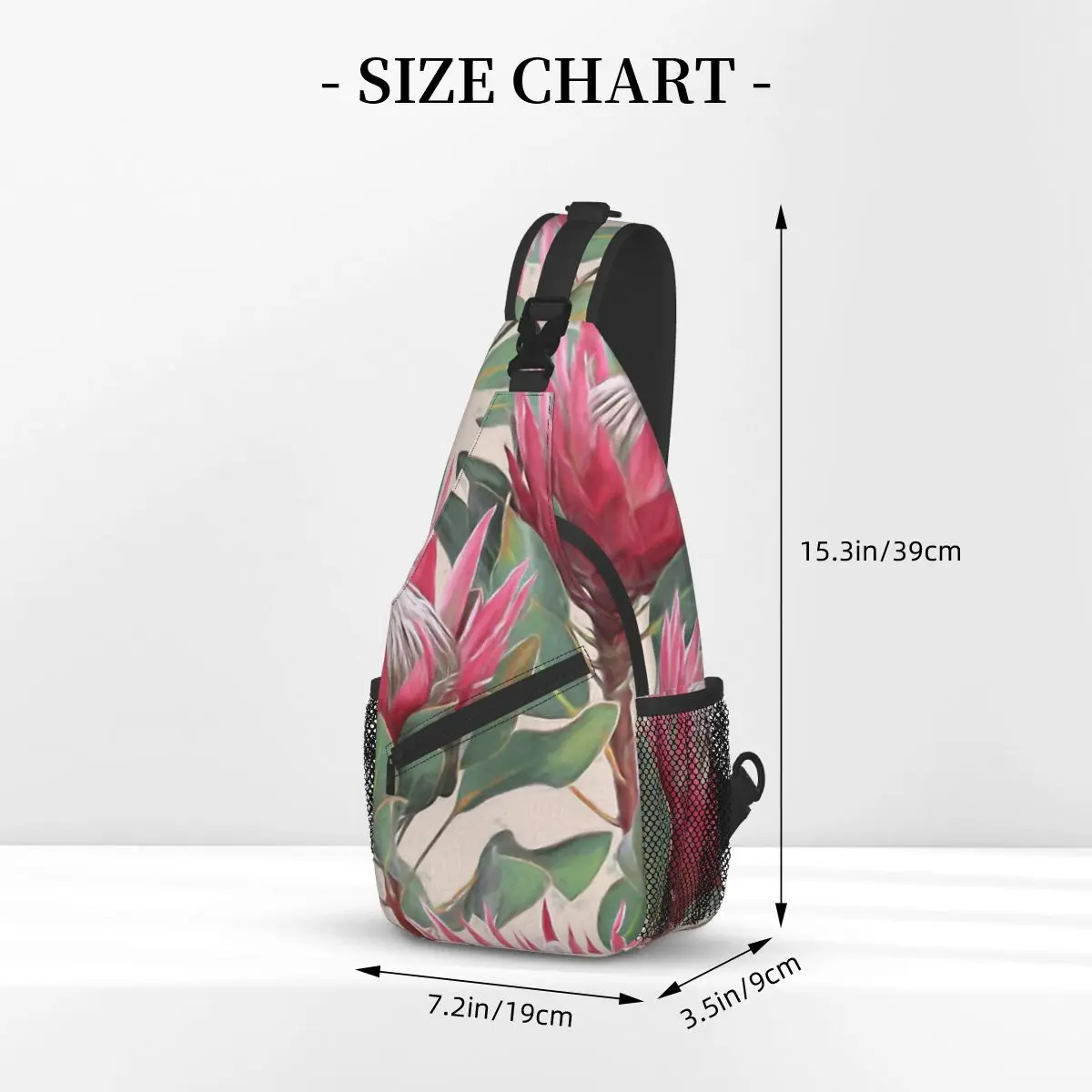 Painted King Proteas On Cream Crossbody Chest Bags Protea Pockets Travel Pack Messenger Sports Teens Shoulder Bag Unisex