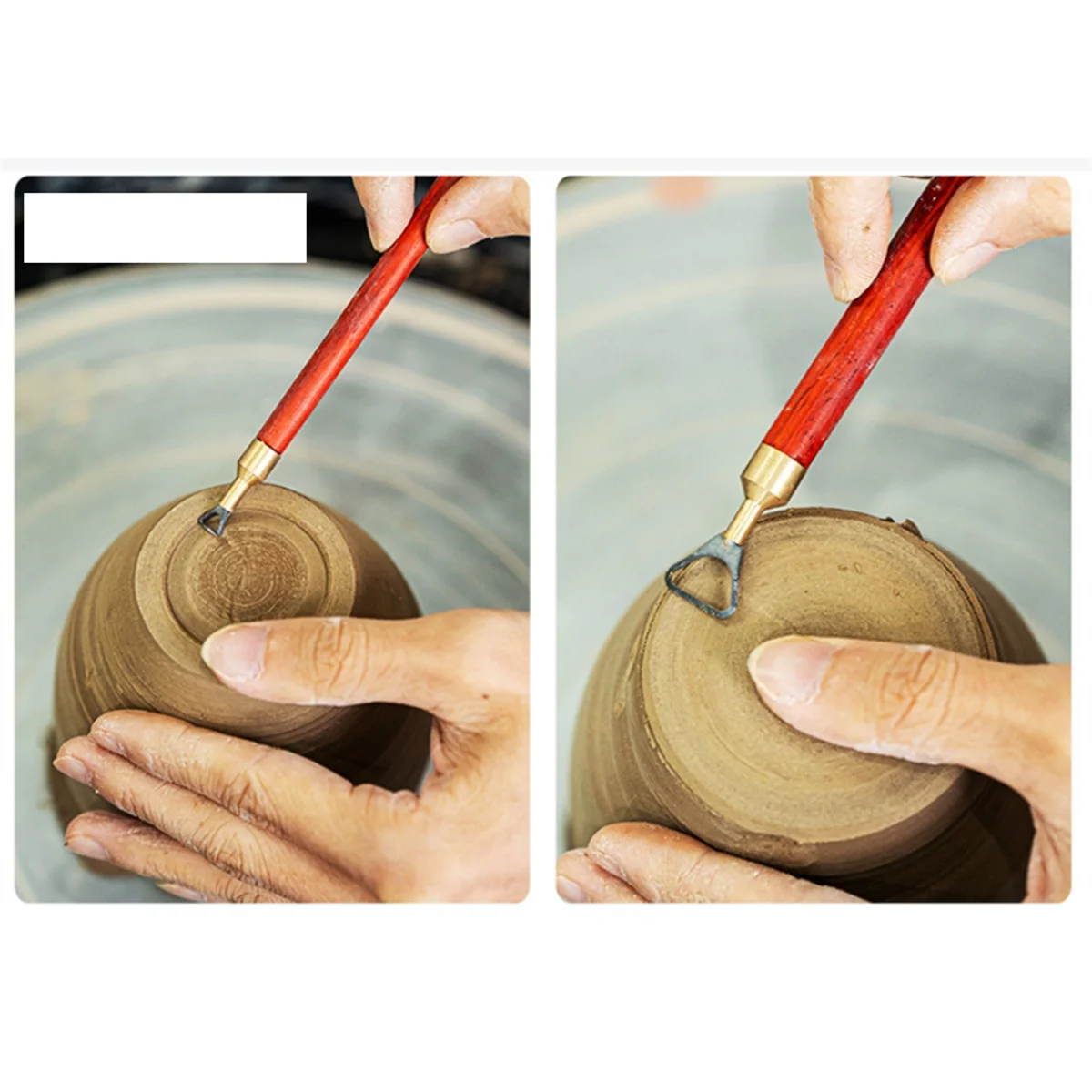 New Tungsten Steel Double-Head Trimming Scraper Wooden Handle Sculpture Trimming Ceramic Texture Carving Pottery Tool L