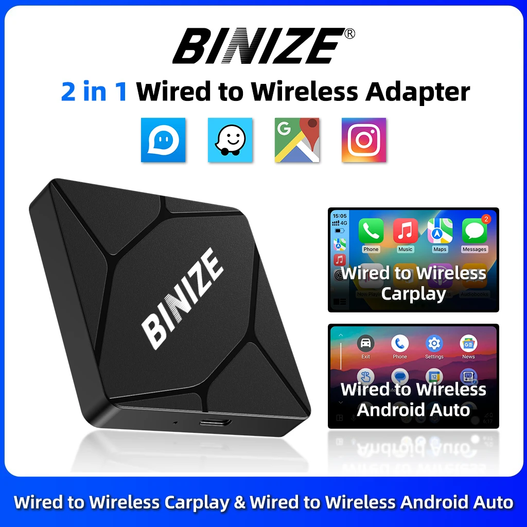 Binize Wireless CarPlay Adapter USB Dongle for Factory / OEM Cars Support Wired CarPlay  ( Wired to Wirless Carplay Adapter)