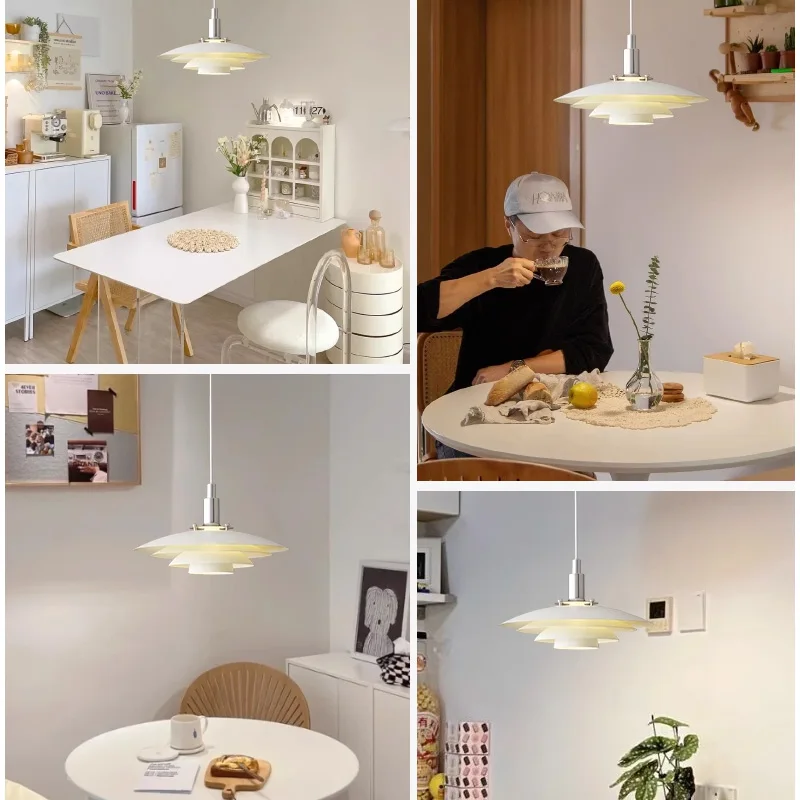 SUOKESHUC Modern UFO Pendant Light 1/2/3 Head Creative Gradient White Aluminum Adjustable Fixture Dining Room Kitchen Chandelier