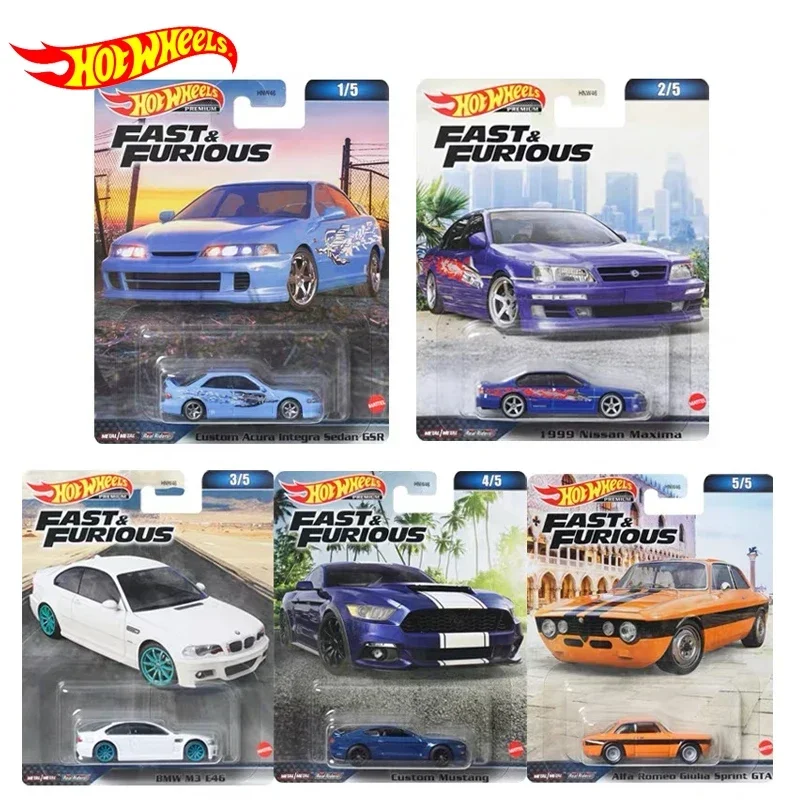 Hot Wheels-coche Original Premium Fast & Furious para niños, juguetes para niños, coche fundido a presión, Acura Integra Sedán, BMW M3, NISSAN