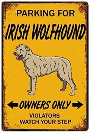 لافتة قصدير معدنية للكلاب ، ديكور فني أنيق عتيق ، مواقف لمالكي الكلاب الذئب الإيرلنديين ، يشاهد المخالفون فقط خطوتك لمتاجر الحيوانات الأليفة