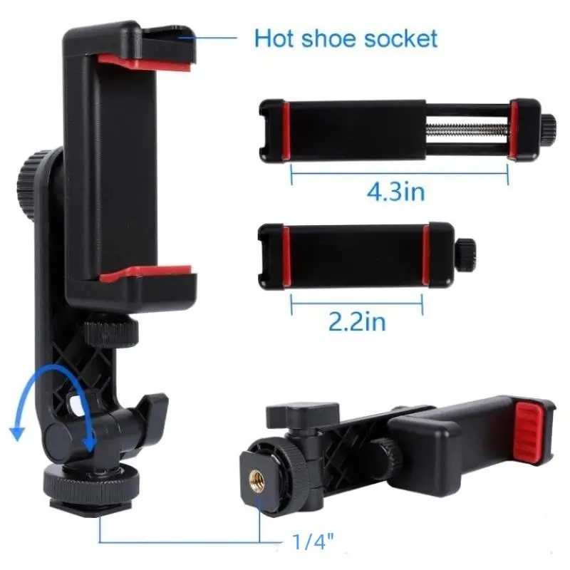 Universal Cold Shoe Camera Hot Shoe Adapter Lightweight Phone Tripod Mount for Outdoor Photography  Android Smartphone