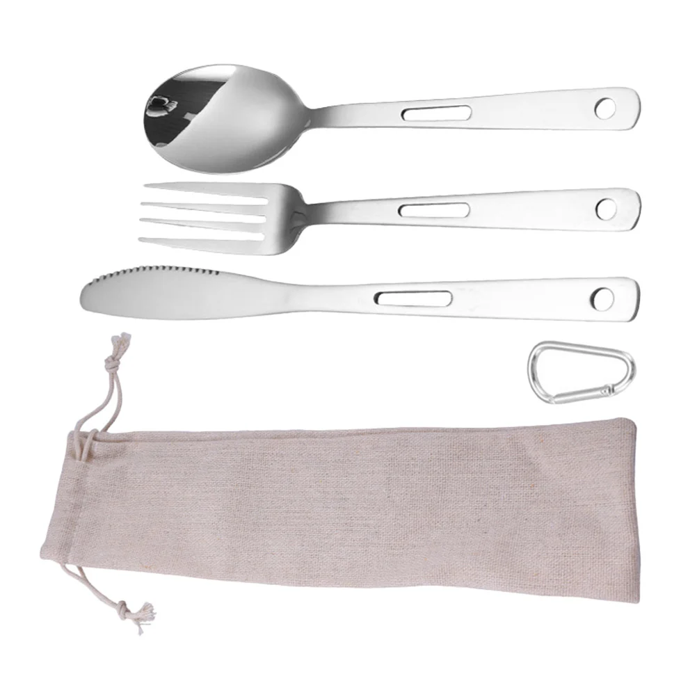 

1Set Camping Cutlery Set Portable Stainless Steel Tableware Fork Spoon Knife Lightweight for Outdoor Hiking Picnic