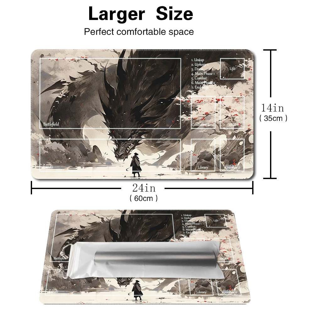 Shadow Dragon- Board Game TCG Playmat Table Mat Game Size 60X35 CM Mousepad Compatible for MTG CCG