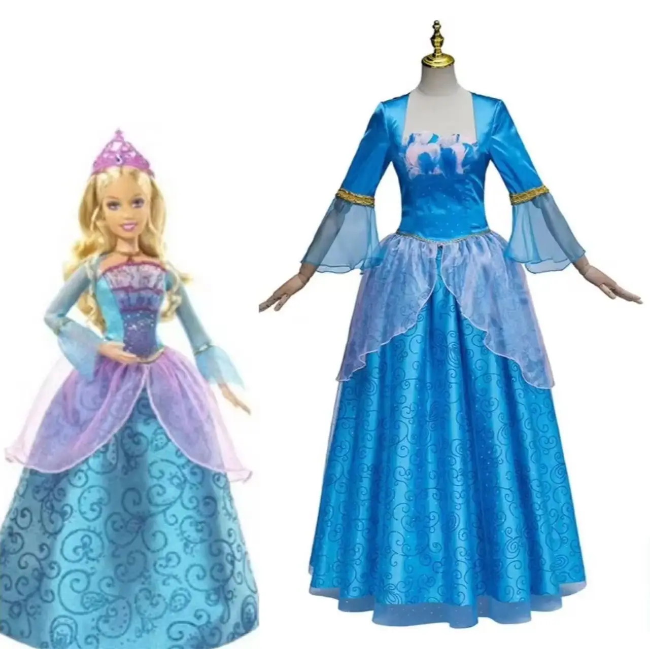 

Princess Rosella Cosplay Costume Blue Peacock Island Dress Stage Performance Fancy Ball Gown