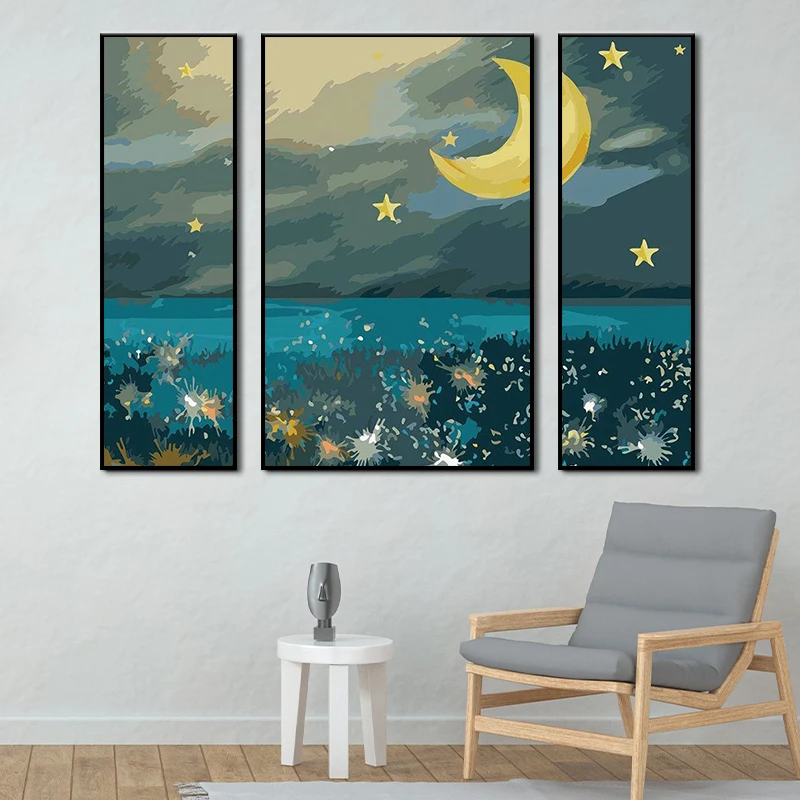 

GATYZTORY Oil Painting Moon Scenery Handpainted Home Decoration Pictures By Number Lake Drawing Canvas Wall Art Gift