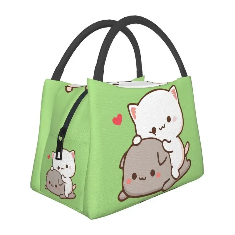 

Mochi Cat Peach And Goma Thermal Insulated Lunch Bags Women Portable Lunch Tote for Office Outdoor Storage Meal Food Box