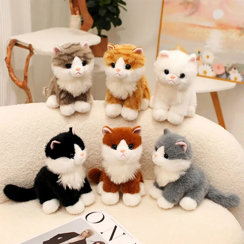 22cm Soft Realistic Cat Cute Sitting Kitten Stuffed Animal Home Decoration Birthday Gift For Children Girl Orange Cat Dragon Li