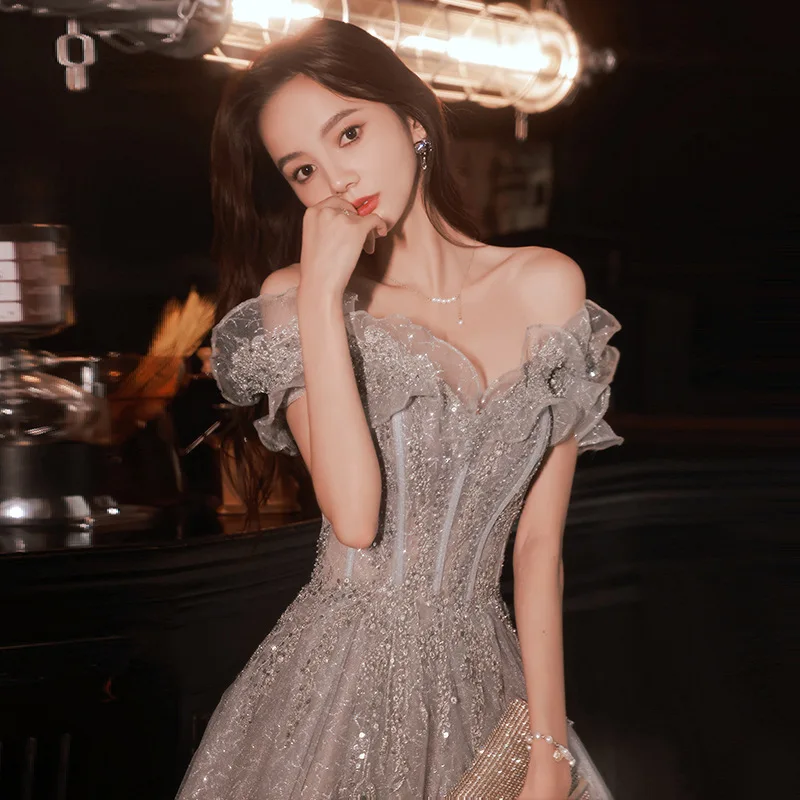 

Long Formal Sequin Evening Dresses qipao 2022 Bandage Dress Fashion Women Party Performance Dress