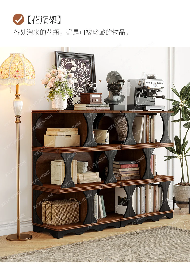 

medieval style all solid wood free combination cabinet household living room small apartment display cabinet