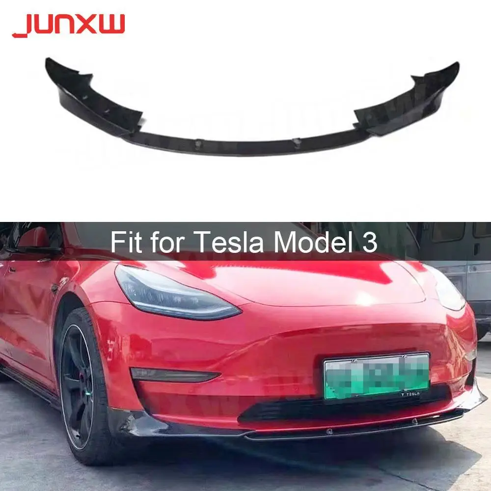 

High Quality Carbon Fiber 3pcs/Set Bumper Front Bumper Lip Splitter Diffuser Lip Spoiler for Tesla Model 3 2019 2020 2021 FRP