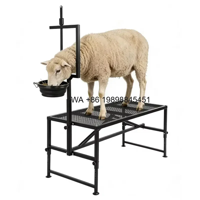 Wmwmnu for Goat Milking Stand with Feed Bin Adjustable Sheep Stanchion Hoof Trimming Platform for Grooming Shearing Livestock