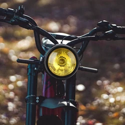 Vintage 5.75 Inch Headlight with Halogen Bulb Bike Headlamp For Super73 12V Front Head Lamp Universal Motorcycle Amber Headlight