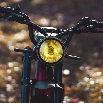 Vintage 5.75 inç far Super73 12V için halojen ampul ile bisiklet far ön kafa lambası evrensel motosiklet Amber far