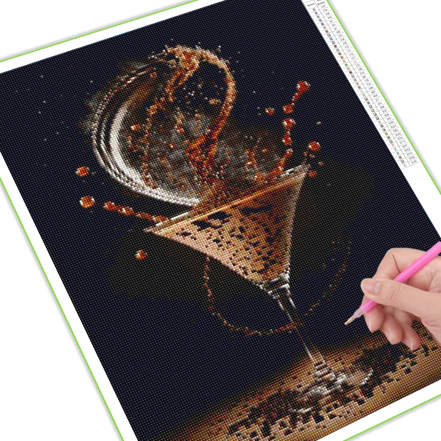 5D Diy Diamond Painting New Coffee Cocktail Mosaic Art Full Rhinestone Embroidery Fruit Wine Glass Picture Wall Decor AA5295