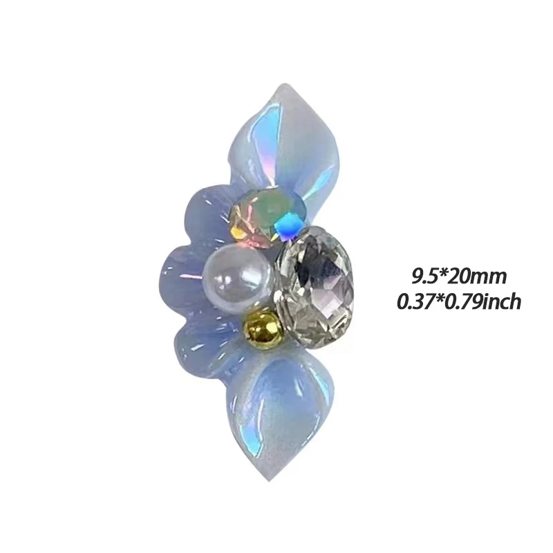 10/20 piezas dijes de uñas 3D, pétalos de flores, gemas y diamantes de imitación para decoración de uñas, accesorios de decoración de uñas hechos a mano para mujeres G