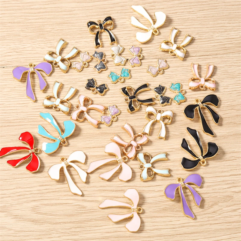 

10pcs Cute Colorful Enamel Bowknot Charms Pendants for Jewelry Making Drop Earrings Necklaces Bracelets DIY Crafts Accessories