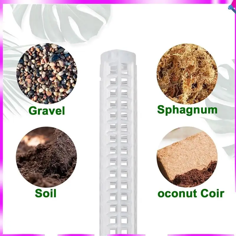 N96R 6Pcs Moss Pole For Plants Monstera, 15.6 Inch Plastic Stackable Moss Poles For Small Or Medium Climbing Plants Monstera Dur