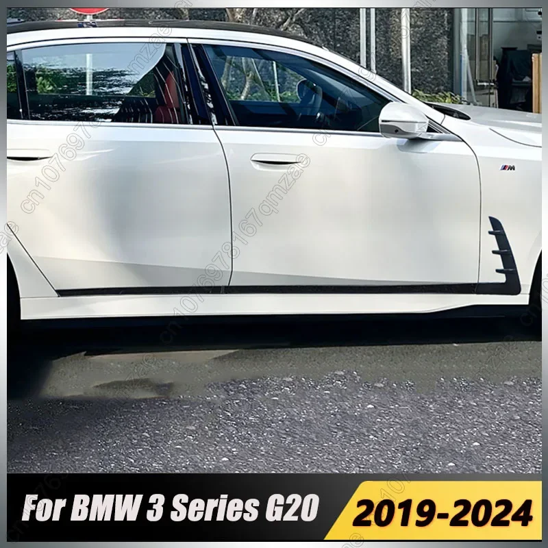 

6Pc Black 3D Side Skirt Sticker For BMW 3 Series G20 2019-2024 ABS Car Side Wing Fender Air Guide Vents Frame Trim Accessories