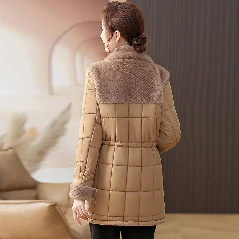 Middle Aged Mother Plush Cotton Jacket 2023 Winter New Silk Thick Coat Warm Elegant Cotton Coat For The Middle-Aged Elderly Aged