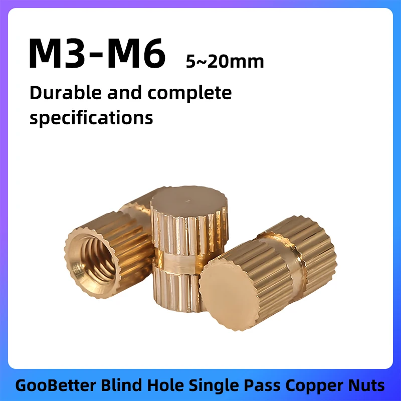 

GooBetter 5~20Pcs Insert Knurled Nuts M3 M4 M5 M6 Brass Embed Injection Copper Insertnut 3D Print Plastic Board Nuts Inserts