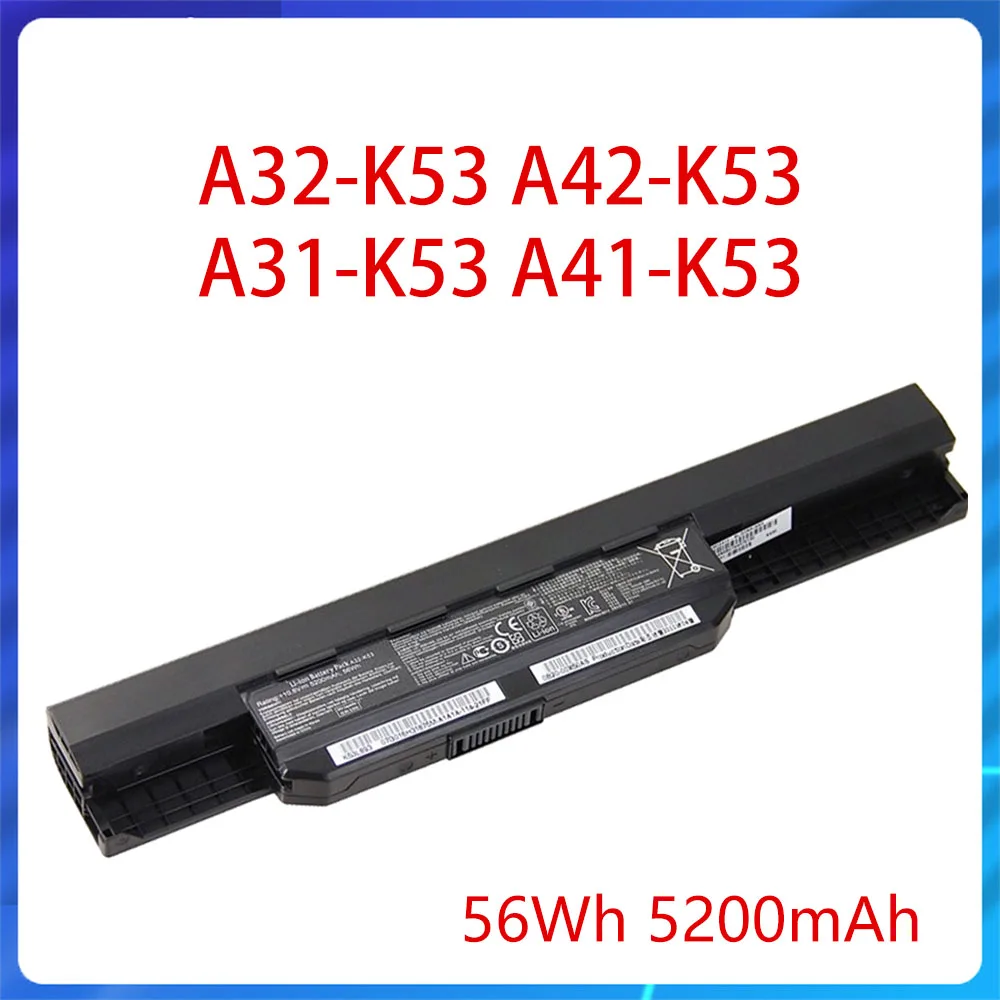 

Новинка 10,8 V 56Wh 5200mAh для A43 X43 K43 A53 K53 Series A43B A43BY A43E A43F A53B Аккумулятор для ноутбука