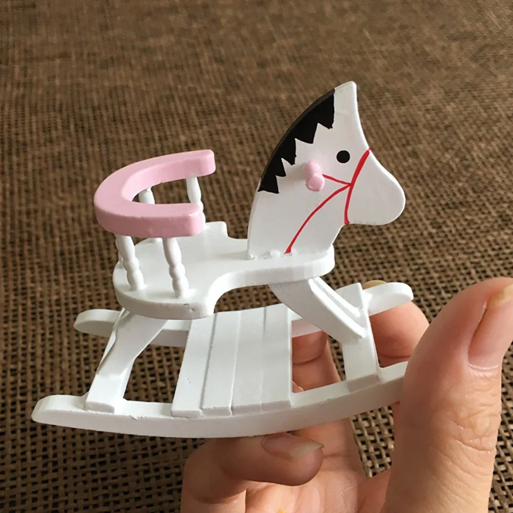 

1/12 Doll House Miniature Wooden Horse Chair Simulation Furniture Toys for Mini Decoration Dollhouse Accessories