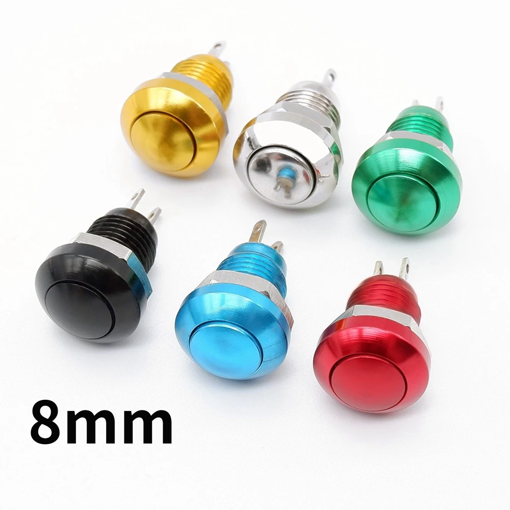 Przyciski 8mm Metalowy przycisk włączania i wyłączania Mini przełącznik Chwilowy samoresetujący dzwonek do drzwi Wodoodporny przycisk klaksonu Power Start Stop