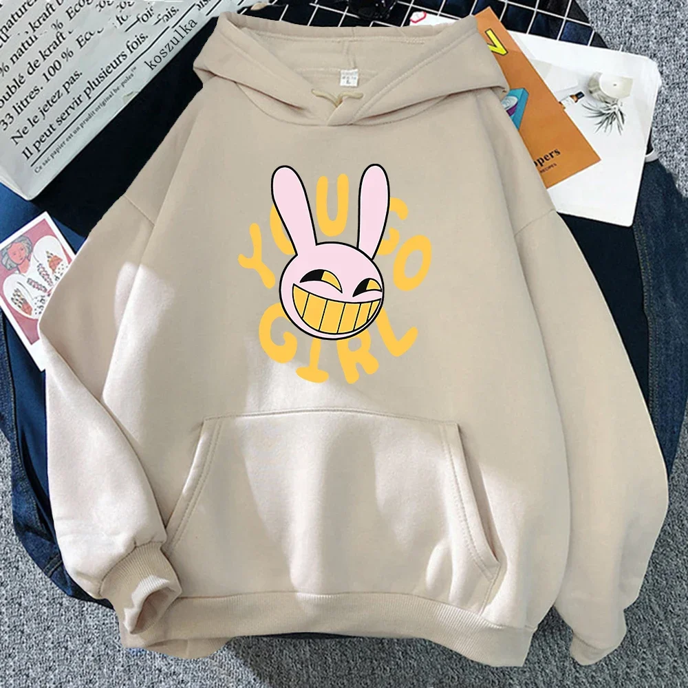 YOU GO GIRL Digital Circus Jax Hoodie, modischer Damen-Hoodie im Harajuku-Stil, lustiger, süßer Hasen-Hoodie, Unisex-Cartoon-Vintage-Pullover-Sweatshirt – Detail 12