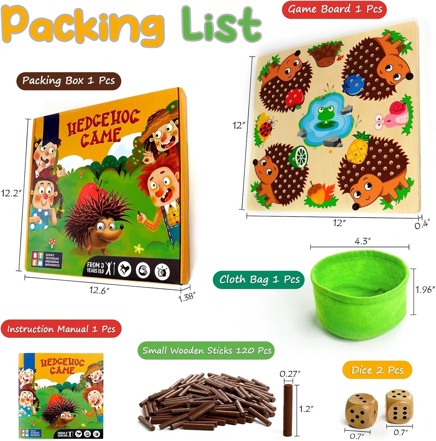 Educational Wooden Hedgehog Sensory Puzzle Toy -Toddlers Counting Matching Game,Montessori,Board Game for Kids Birthday gift,3+