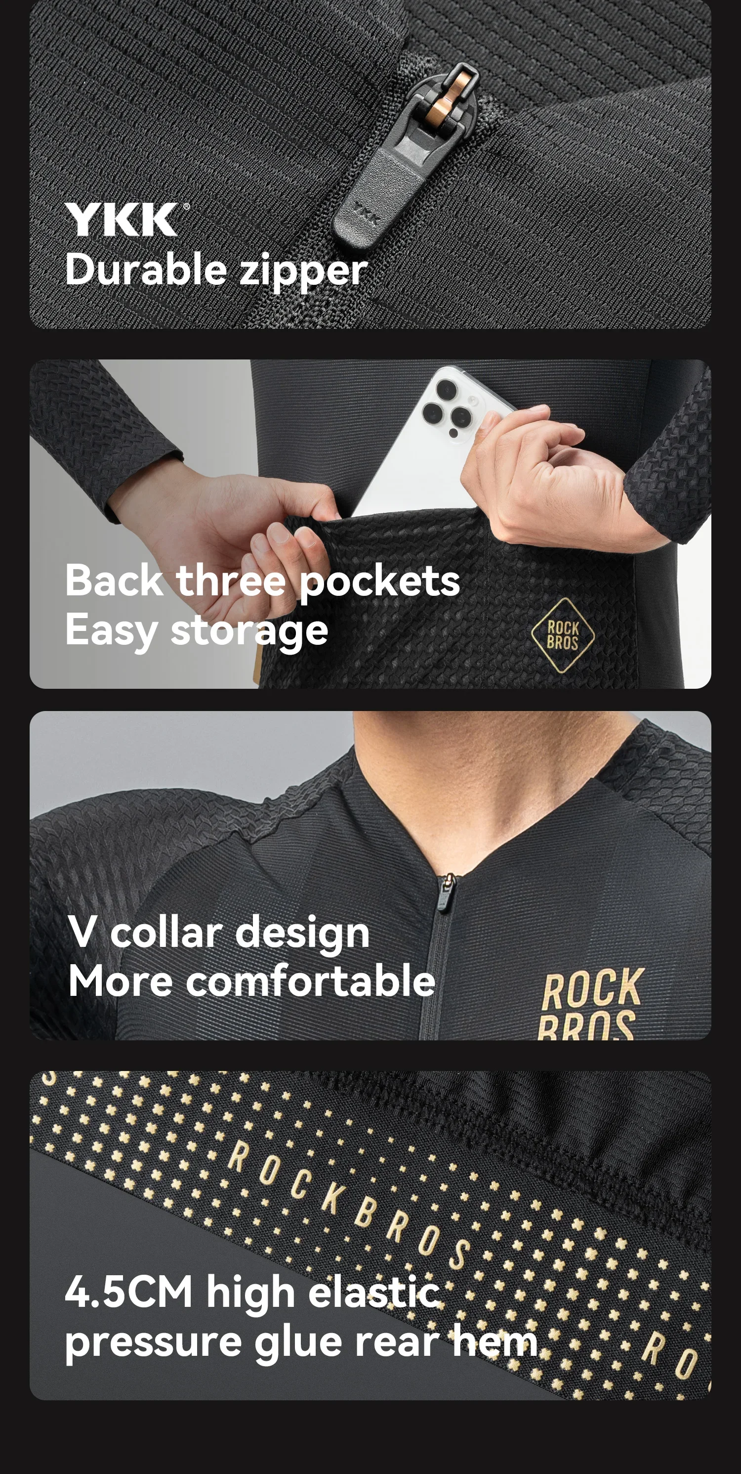 ROCKBROS Herren Fahrradjacken Sommer Langarm Top Radtrikots Männlich Atmungsaktiv Schnell Trocknend Sport MTB Rennrad Jacke – Detail 11