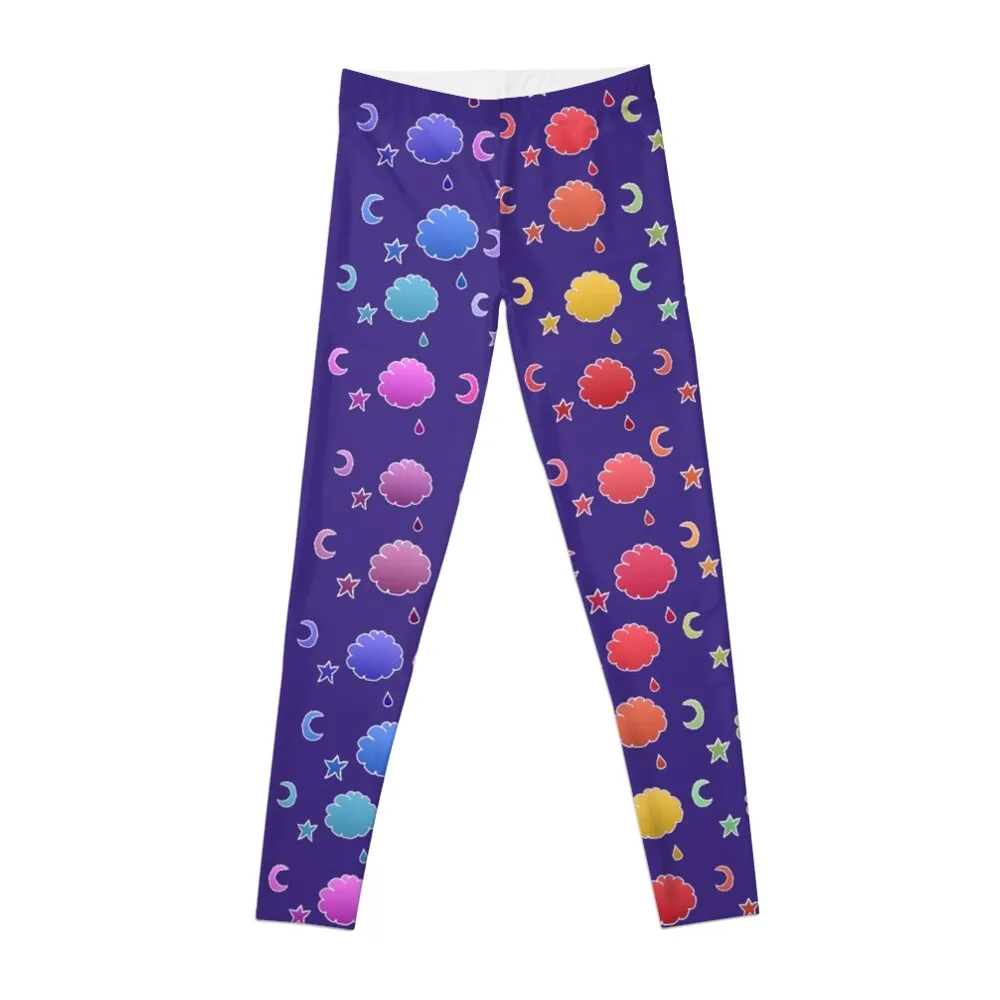 Rainbow Clouds, Moon, Stars & Raindrops Leggings flared legings for fitness Womens Leggings