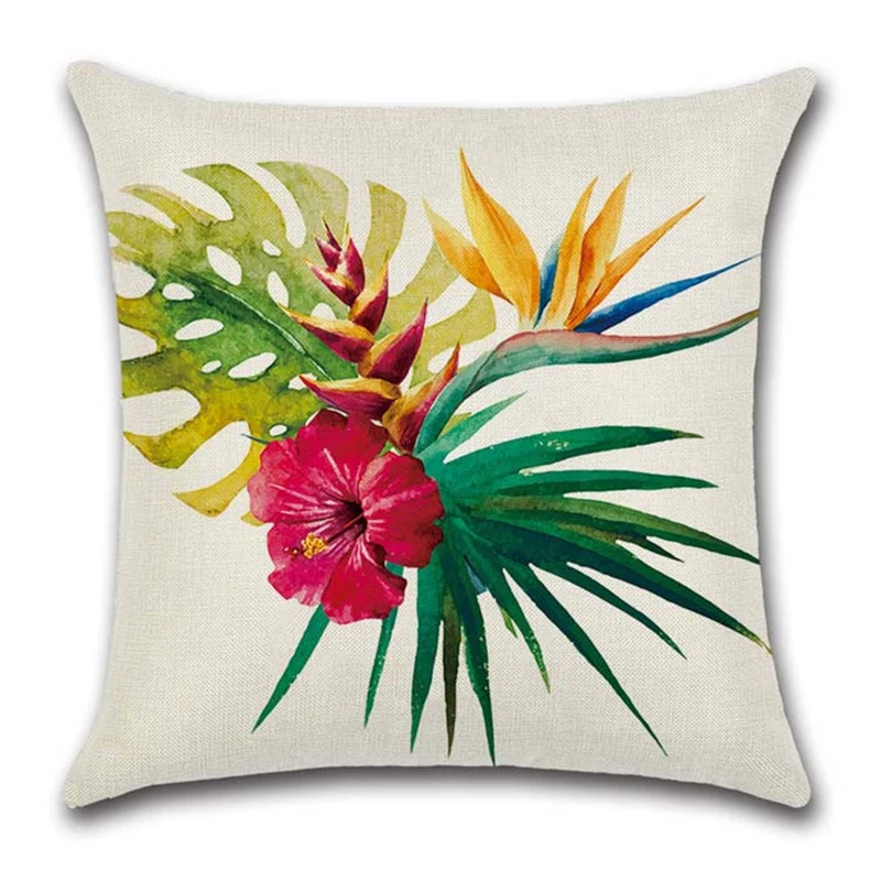 Tropical plant square pillowcase Car sofa Office chair  Simple home decoration accessories