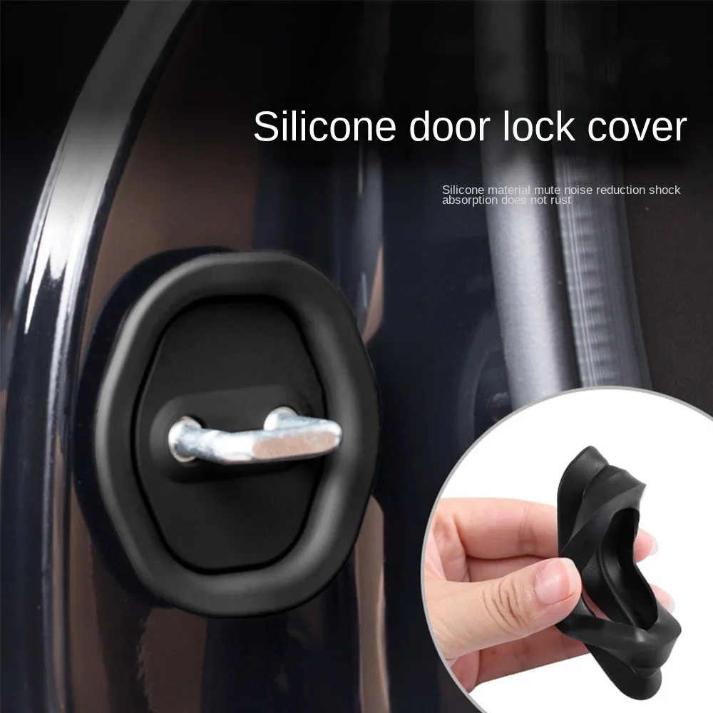 1/4PCS Silicone Door Shock Absorber Cushion Car Door Lock Buckle Protection Cover Silent Accessories