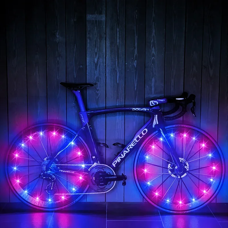 Colorful Rainproof  Bicycle Wheel Lights Front and Rear Spoke Lights Cycling Decoration Tire Strip Light Accessories Bike alarm