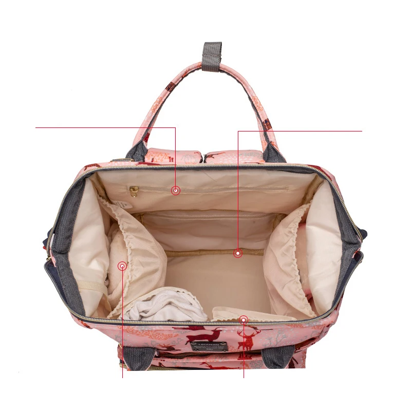 LEQUEEN-Saco de fraldas de bebê para carrinho, mochila de grande capacidade, impermeável, bolso múltiplo, estampas de animais, saco de fraldas, mamãe, original