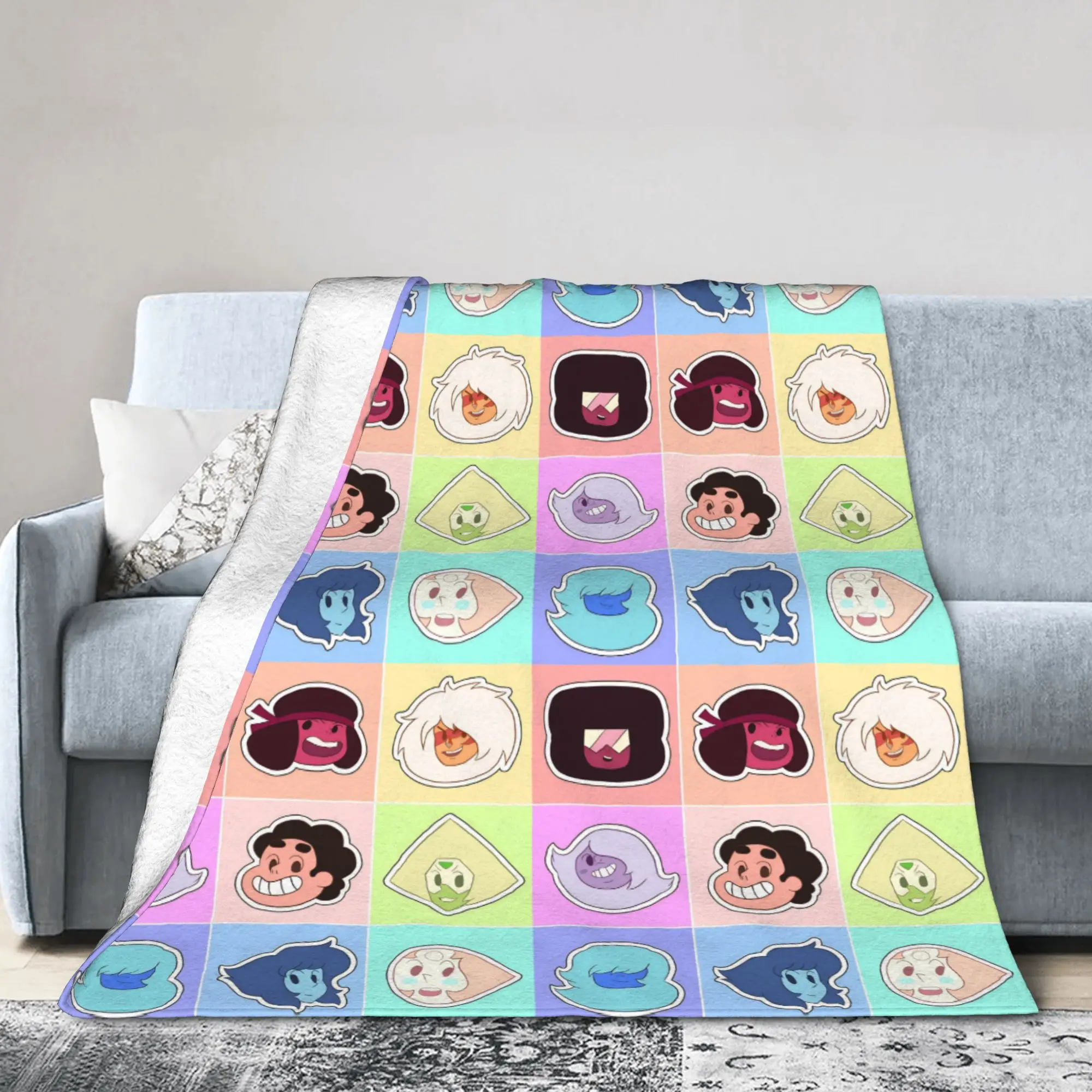 Garnet Peridot Lapis Lazuli Amethyst Blanket Steven Universe Fuzzy Throw Blanket Home Couch Decoration Lightweight Bedsprea,