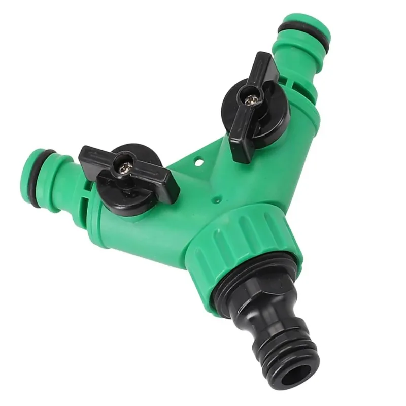 Quick Plastic Adapter for Faucet Irrigation Flower Landscaping, Garden Water Splitter Y Connector 2-Way Valve with Switch