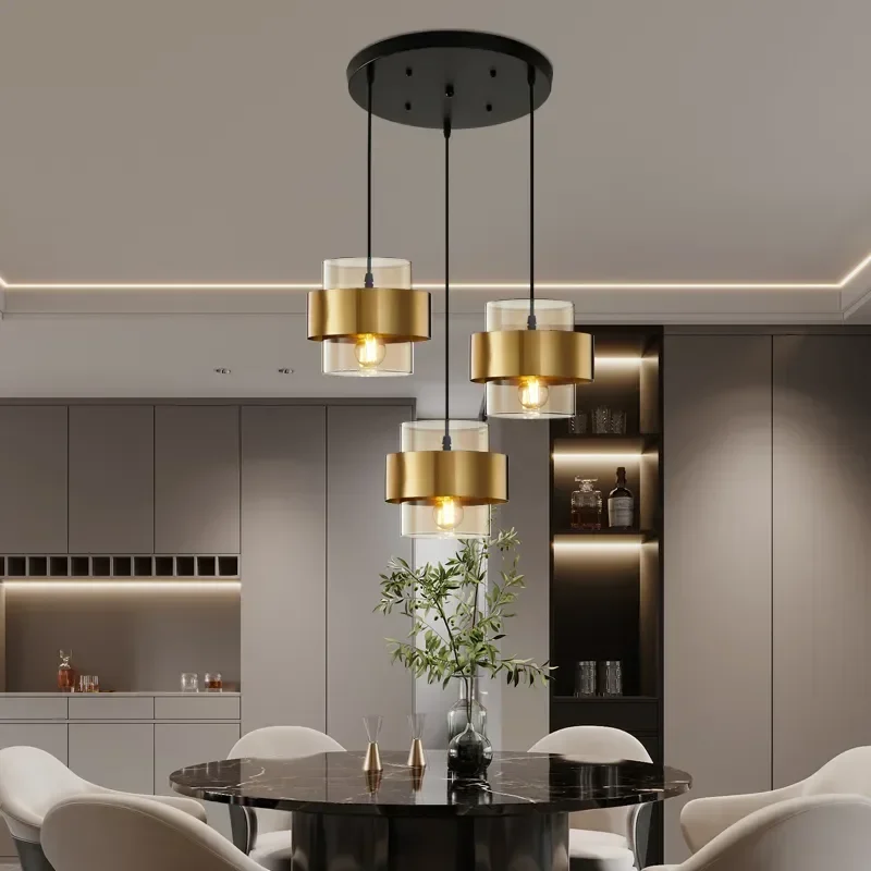 Postmodern Minimalist Creative Personality Led Pendant Lights Luxury Golden Aisle Restaurant Bedroom Bedside Small Chandelier