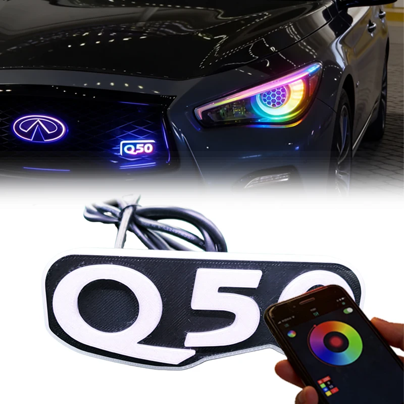 

Flow RGB LED Emblem Badge Light Color Changeable Multi-color Headlight for Infiniti Q50 Auto Assembly