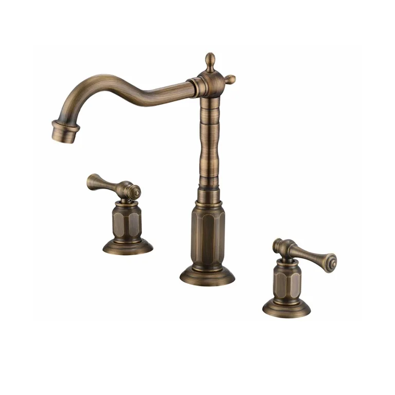 

American turquoise 8-inch three-hole faucet, retro double-switch basin faucet, antique hand washing