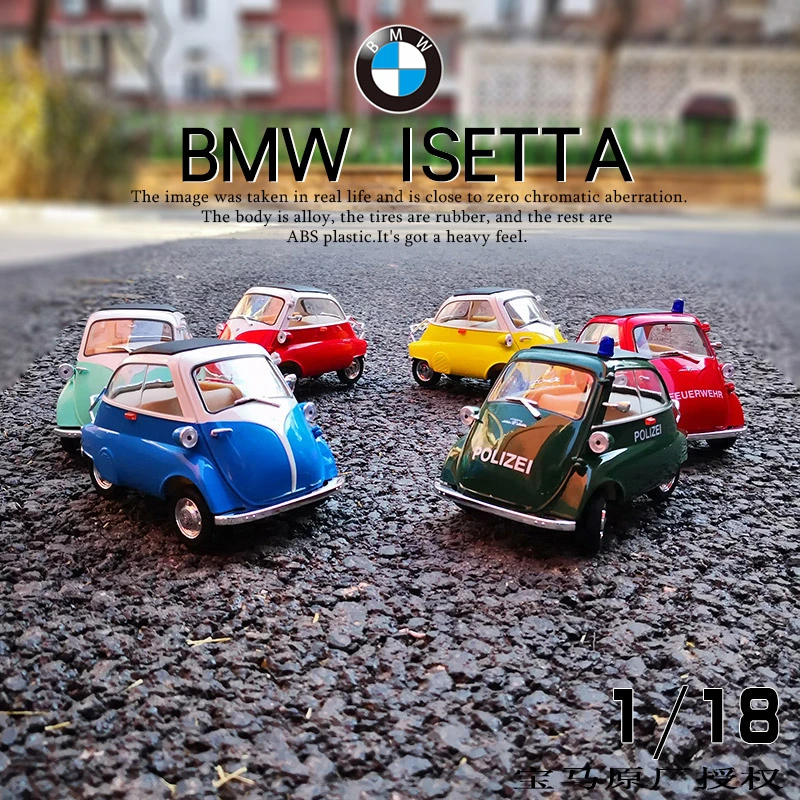 WELLY 1:18 BMW Egg Isetta Alloy Car Model Diecasts Metal Toy Vehicles Car Model Simulation Collection Childrens Gifts Decoration