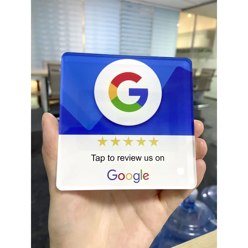 Custom Prostek card customized print 13.56mhz Nfc Google Review Display Acrylic Stand card for online shop