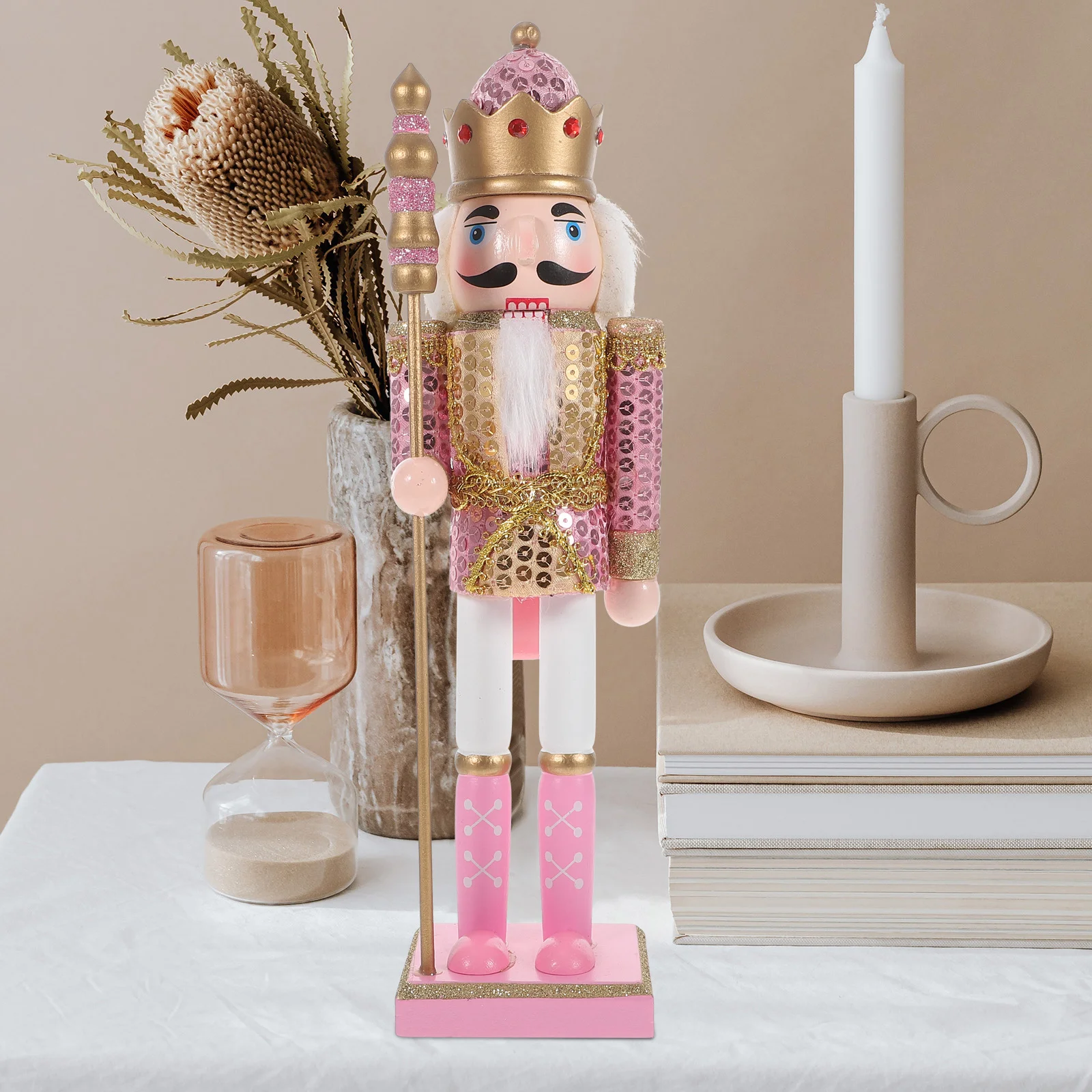 

Christmas Nutcracker Wooden Soldier Statue Hand-Painted Holiday Decoration for Xmas Party Home Decor Unique Traditional